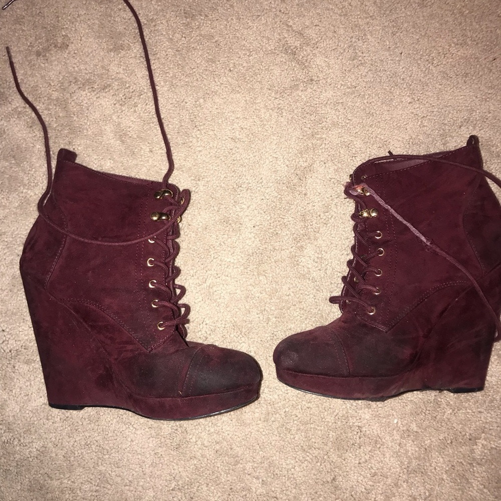 Purple high booties